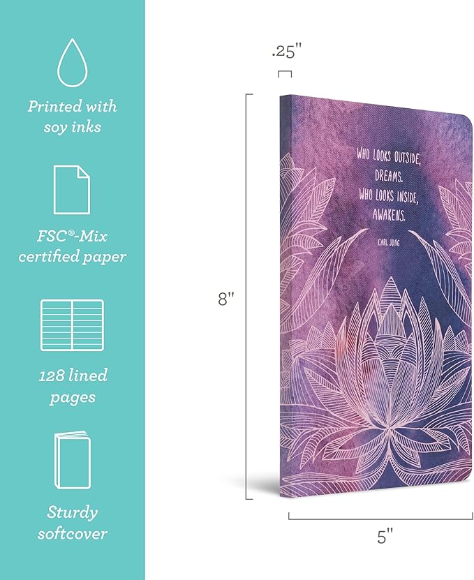 Compendium Softcover Journal – “Who looks outside, dreams. Who looks inside, awakens.”— A Write Now Journal with 128 Lined Pages, 5" W x 8" H