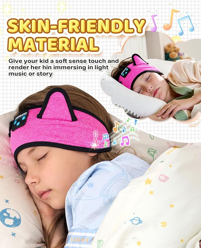 KIDSBAND Kids Headband Headphones, Baby Headphones, Wireless and Wired Playback 3.5 MM Jack for School, Foldable Adjustable Children Headset for Girls Boys,Kindle Tablet Cellphones Airplane Travel