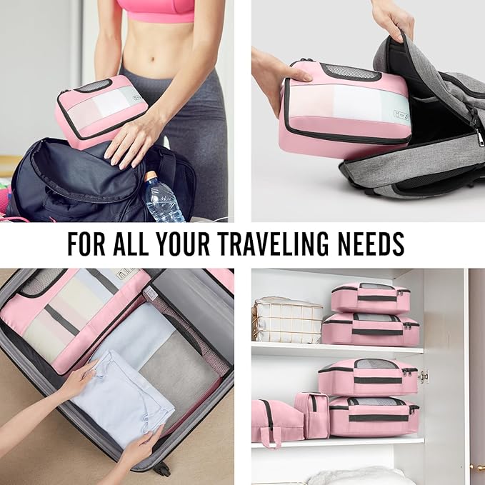 Veken 10 Set Packing Cubes for Travel Essential, Suitcase Organizer Bags in 4 Sizes, Carry-On Luggage Accessories with Large Laundry & Hanging Toiletry Bag, Must-Have for Airplane, Road Trip & Camping