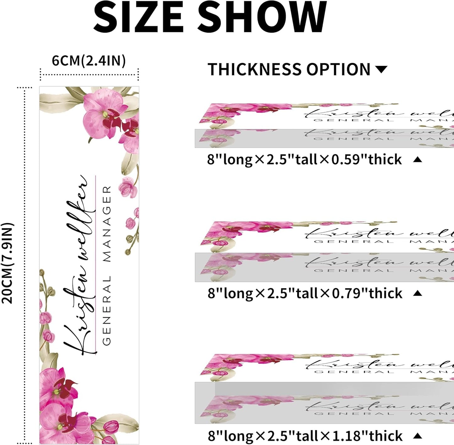 Desk Name Plate Personalized, Premium Butterfly Orchid Acrylic Desk Name Plate, Personalized Name Plate for Desk, Office Decor for Women or Men Coworkers, Boss, Employee, Teacher