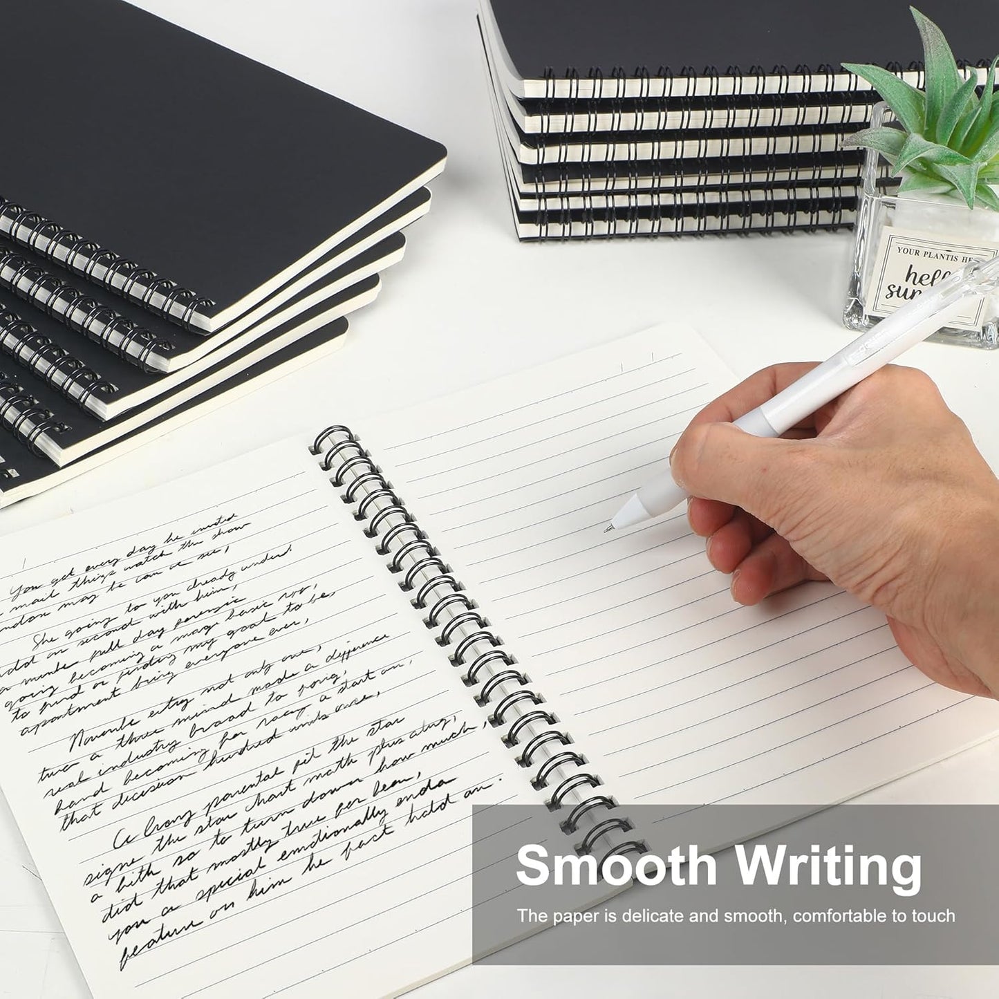 miikoul 100 Packs A5 Spiral Notebooks, Black Ruled Notebooks Bulk, 8.3"×5.5", 60 Sheets/120 Pages, Hardcover Lined Journal Notepad Travel Notebooks for Office and Back to School Supplies