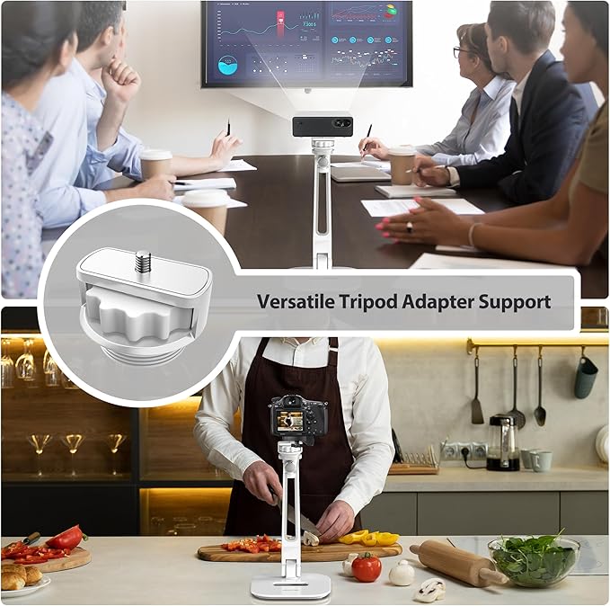 AboveTEK Multi-Angle Adjustable Tablet Stand, 360 Swivel iPad Stand Aluminum Desk Mount Fits 4'-11" Tablets White