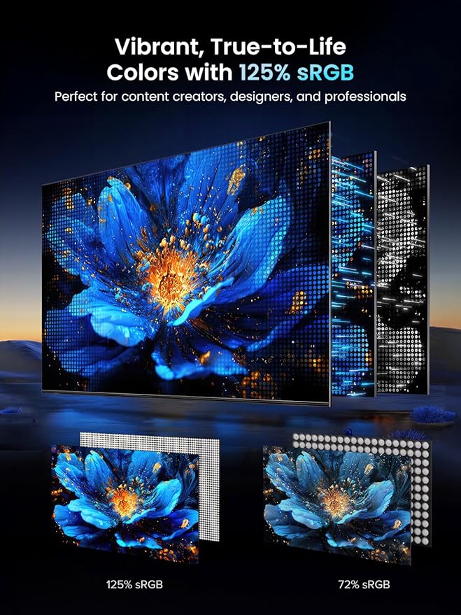 UPERFECT Portable Monitor 18.5 inch 120HZ 125% sRGB 1080P w/VESA & Stand, Large Portable Monitor FreeSync IPS HDR Gaming Display, HDMI USB C Travel Second Screen for Laptop MacBook