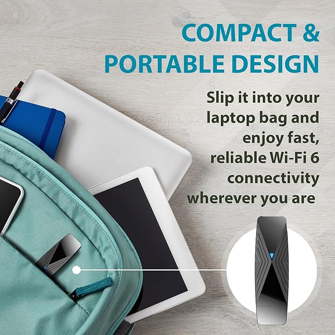 D-Link USB WiFi 6 Adapter AX1800 USB 3.0 Dual Band Long Range MU-MIMO Wireless Internet Network for Desktop PC Laptop Windows (DWA-X1850-B1) Black