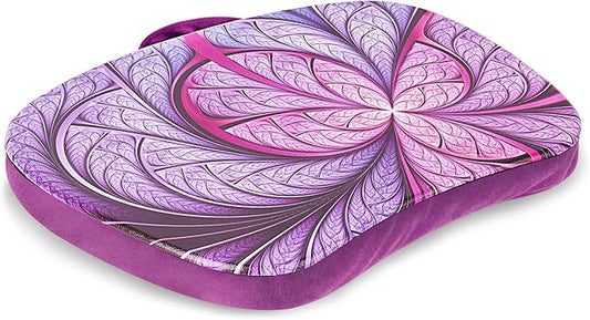 Lap Laptop Desk - Portable Lap Desk with Pillow Cushion, Fits up to 15.6 inch Laptop for Home Office Students Use as Computer Laptop Stand, Book Tablet(1-Purple Flower)
