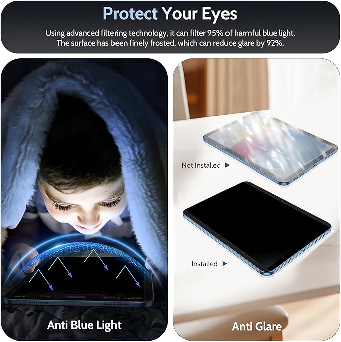 4 Way Magnetic Privacy Screen Protector for iPad 10th Gen 2022 10.9" & iPad 11th Gen A16 2025 11", Removable 360 Spy Private Filter, Anti Blue Light Glare Bubble-Free Black Security Protector