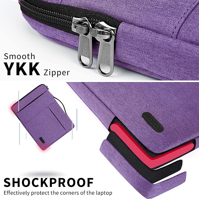 Laptop Sleeve Case 13.3-14 Inch Waterproof Durable 360 Protective Carrying Case Portable Handle Business Briefcase Compatible with MacBook Air/Pro HP ThinkPad Notebook Purple