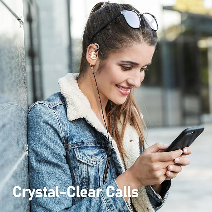 Vibes 202 Wired Earbuds, HiFi in Ear Monitor Headphones, Noise Isolating Ear Buds w/Mic, Deep Bass & Comfort-Fit Earphones, Silver Plated Cord, Carrying Case, USB C, Pink