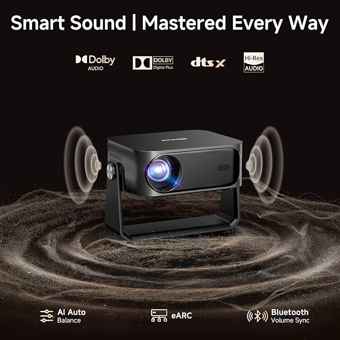 [1200 ANSI/Auto Focus & Keystone/Built-in APPs] 4K Outdoor Projector with Wifi and Bluetooth, Smart Portable Proyector with Built in Apps Netflix/YouTube/PrimeVideo & Dolby, Home Theater with HDR10+