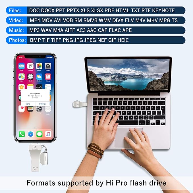 Photo-Stick for iPhone/iPad 256GB - Apple MFi Certified External Storage - USB Flash Drive for Backup & Transfer