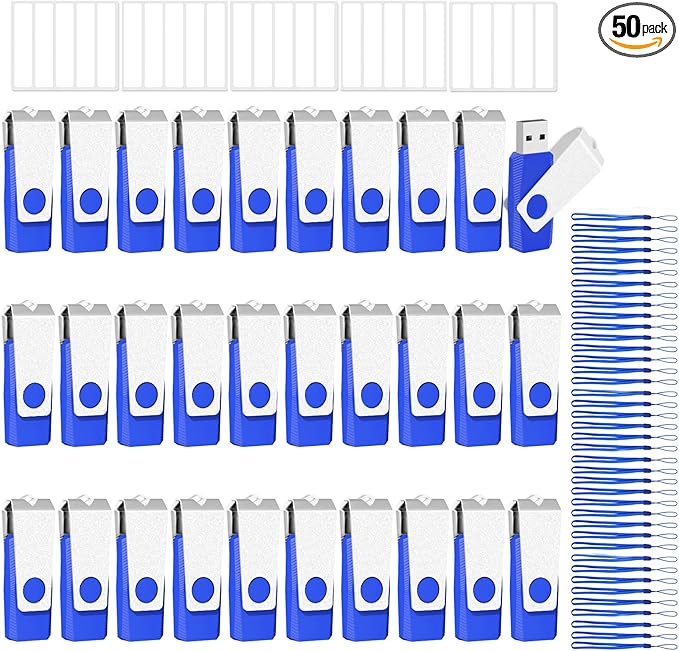 EASTBULL 50 Pack of Flash Drives Bulk 16GB USB 2.0 Flash Drives Pack USB Drives Bulk Thumb Drives in Bulk with 50 Strings (16 GB)
