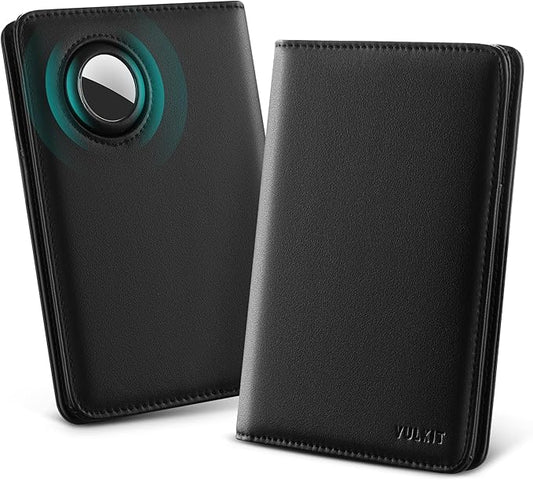 VULKIT Passport Holder with Airtag Slot, Premium Nappa Leather, RFID Blocking Airtag Passport Wallet