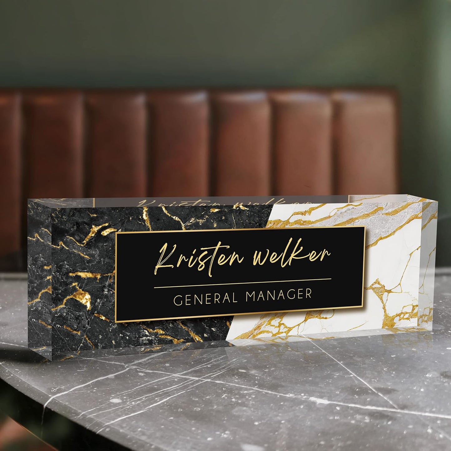 Desk Name Plate Personalized | Custom Name Plates for Desks | Office Gifts for Coworkers, Boss, Employee, Teacher, Social Worker | Office Desk Decor - (8" x 2.5")-Design 4