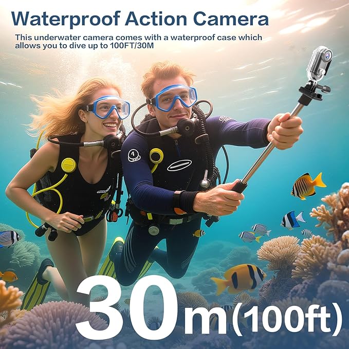 Li&Lu 4K Thumb Action Camera, Sports & Action Video Cameras Portable for Cycling, Motorcycle (with 64G-Card, Black)