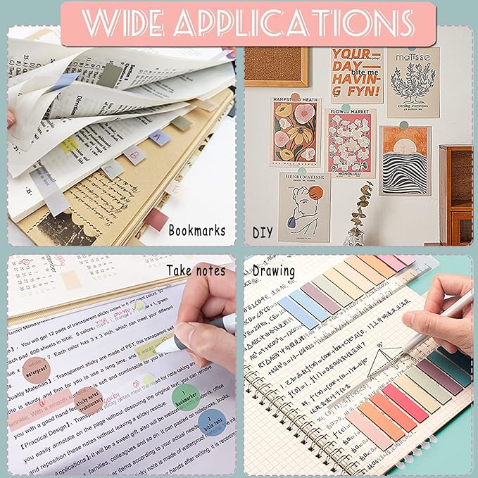 Potanro Sticky Notes 1750Pcs Sticky Tabs Transparent Book Tabs, Round Clear Sticky Notes Repositionable Color Page Markers Bible Tabs for Office Supplies and Aesthetic Bible Supplies