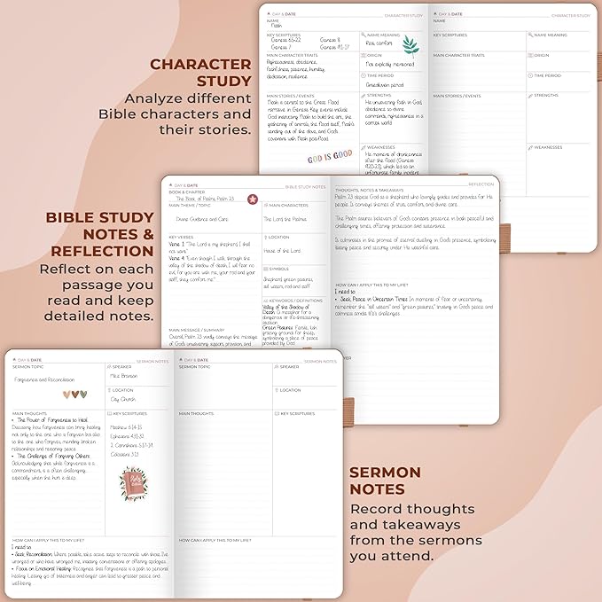 Clever Fox Bible Study Journal – Church Notes Notebook – Note Taking & Journaling Kit – Faith Based Religious Gifts & Accessories (Dark Terracotta)