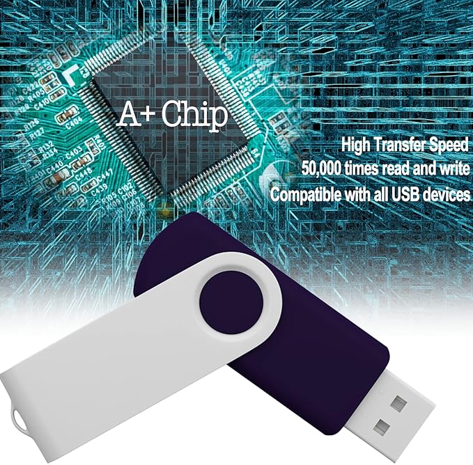 JBOS 32GB USB 3.0 Flash Drive 10 Pack - Swivel Thumb Drives in Mixed Colors