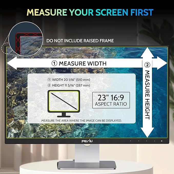 [2 Pack] 23 Inch Privacy Screen for Computer Monitor 16:9 Aspect Ratio, Eye Protection Anti Blue Light Glare Shield, 23inch Removable Black Blackout Anti Spy Desktop Security Private Filter