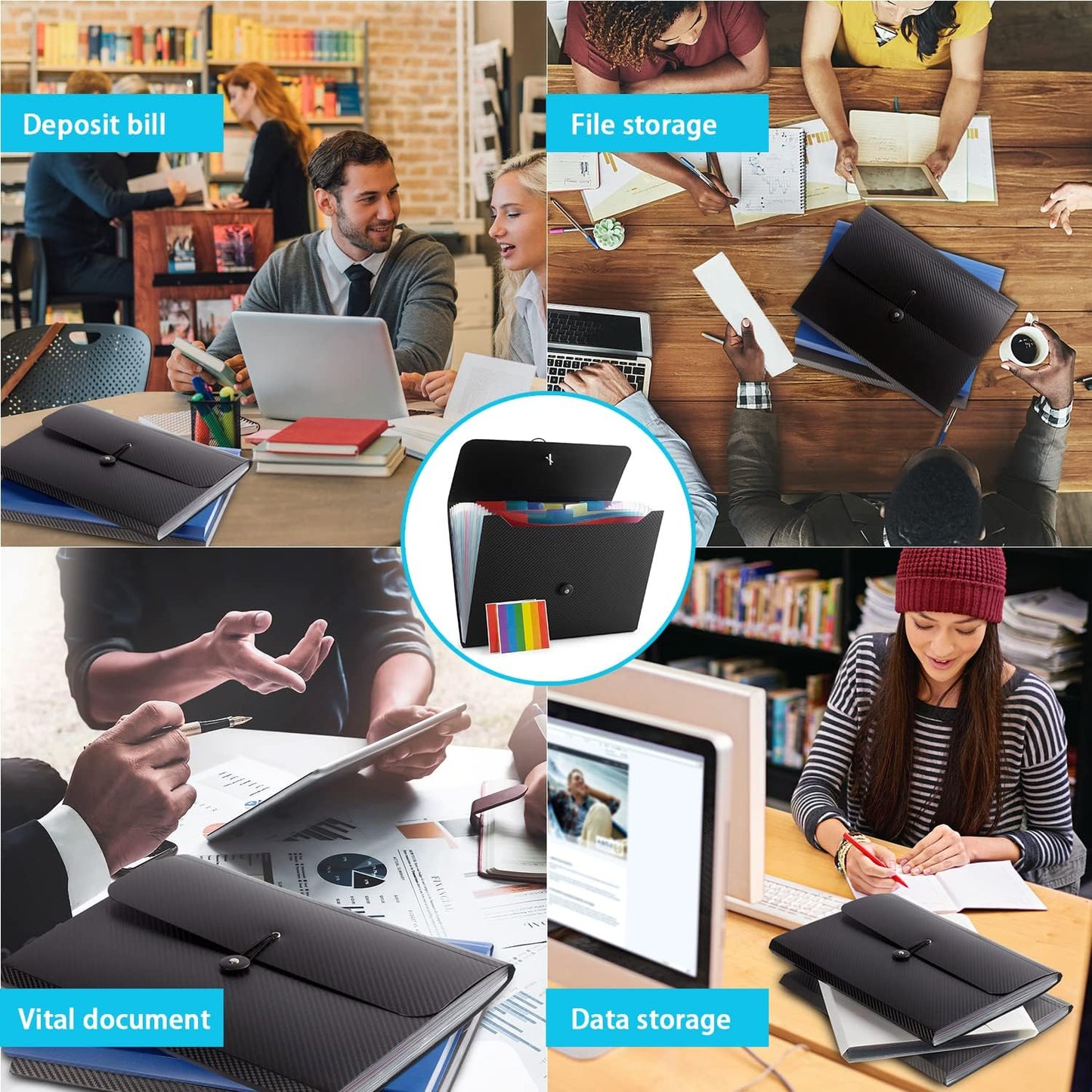 Expanding File Folder, File Organizer,13 Pockets, Grey, File Organizer Accordion Filing Folder for Documents, Aesthetic Paper Organizer Folder for Work, School, Home, Office