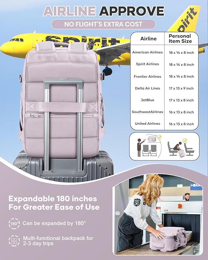 Vacuum Travel Backpack with Pump for Women, Personal Item Carry on Backpacks Flight Approved 18x14x8 inches for Men,Laptop Waterproof Work Compression bags Casual Daypack. (Pink)