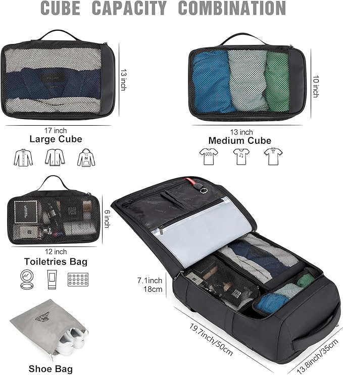 Tzowla 40L Travel Laptop Backpack for Men Women Carry on Flight Approved,Large Capacity Water Resistant Anti Theft Backpacks with USB Port,Business Causal Daypack Bag Fit 17.3"Computer/Notebook（Black)