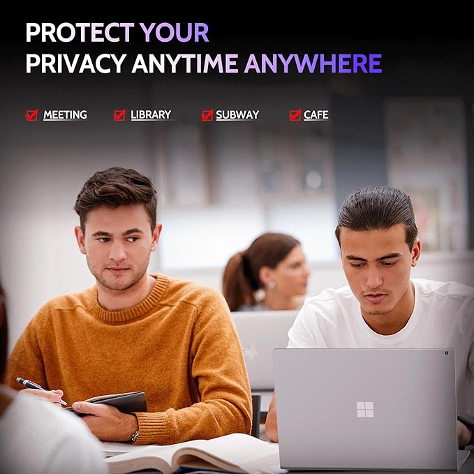 Privacy Screen for 13.5 Inch Surface Book 3/2/1, MagicSuction™ Removable Anti Spy Black Protector, Glare Blue Light Filter for Microsoft Laptop Computer Monitor