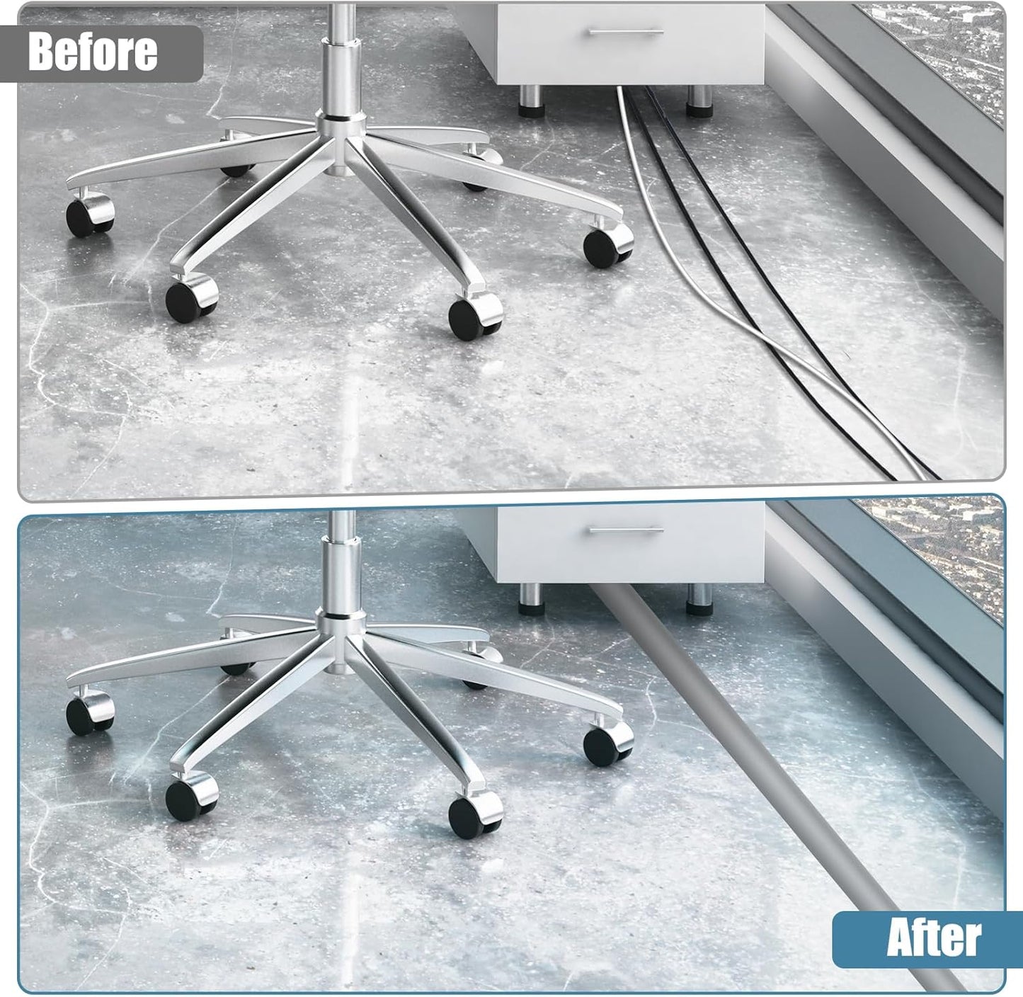 Floor Cord Covers for Wires 12FT Cable Hider Wire Cover Self Adhesive Cord Hider Floor for Offices, Homes, Workshops, Warehouses Cable Cavity 0.3" W x 0.3" H