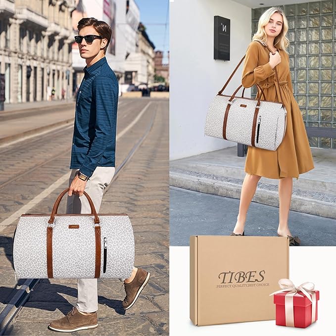 4pcs Convertible Garment Duffel Bag for Travel - 50L 2-in-1 Carry On Weekender Overnight Bag with Toiletry Bag, Fits Suits & Dresses, Trolley Sleeve, Hanging Suit Compartment, Waterproof Shoe Pocket