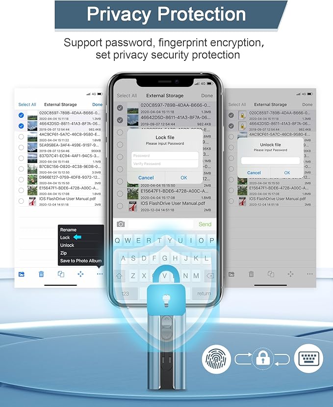 256GB USB Flash Drive for Phone and Pad, Photo Stick High Speed External USB Thumb Drives Photo Storage Memory Stick for Save More Photos and Videos (DarkBlue, 256GB)