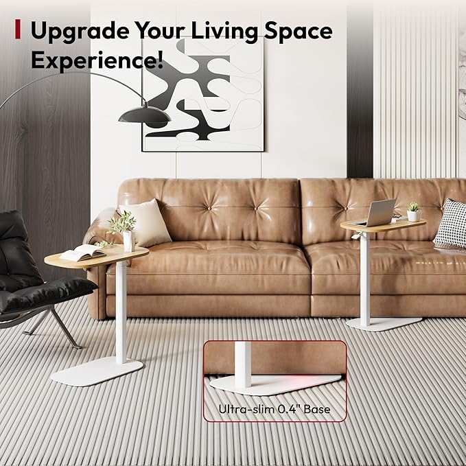 SANODESK Adjustable Overbed Bedside Table Pneumatic Adjustable Height Laptop Computer Standing Desk Cart with Tray, Hospital and Home Use(23.6" W x 13.8" D,Maple)