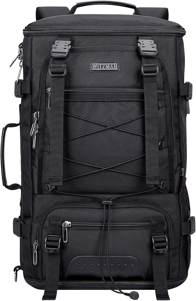 WITZMAN Travel Backpack for Men Convertible Large Carry on Backpack with Shoe Compartment for Airplanes Fit 17 Inch Laptop(B689 Black)