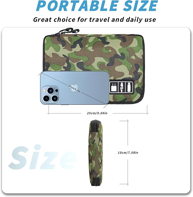 Electronics Organizer,Travel Cord Organizer Pouch, Portable Cable Organizer Bags,Travel Electronic Accessories Storage Case for Cables, Cords, Charger, Phone (CamouflageGreen)