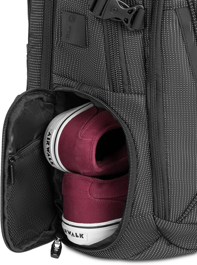 SwissGear Travel Tech Elite Laptop Backpack – Fits Laptops up to 16” – ScanSmart TSA-Friendly Backpack with USB Port, Shoe Compartment & Organizer Pockets – Black Dot