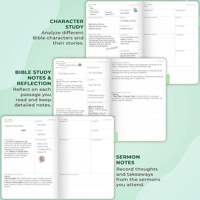 Clever Fox Bible Study Journal Large – Church Notes Notebook – Note Taking & Journaling Kit – Faith Based Religious Accessories, 7x10” (Mint Cream)