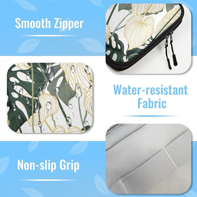 Tropical Palm Leaves Electronics Travel Organizer Case, Tech Accessories Cable Storage Bag for Cords, Charger, Phone, Hard Drive