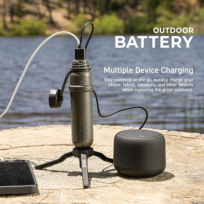 NESTOUT Rugged Portable Charger, 5000mAh Outdoor Battery Power Bank, 15W USB C Fast Charging, Waterproof IP67, Durable Shockproof, Tactical Battery Pack for Phone Military EDC Hiking Camping (Beige)