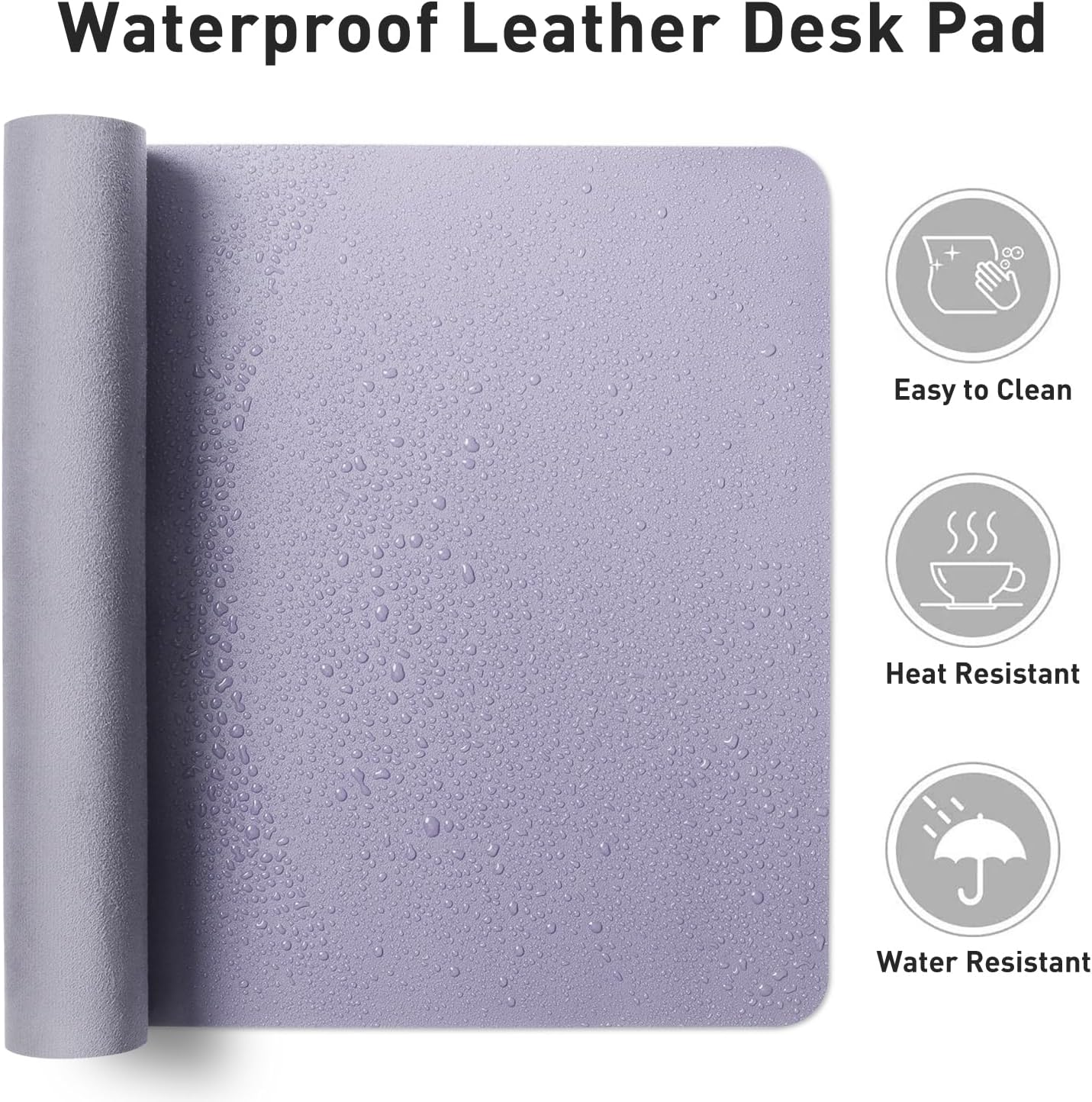 Leather Desk Pad Protector, Mouse Pad, Office Desk Mat, Non-Slip PU Leather Desk Blotter, Laptop Desk Pad, Waterproof Desk Writing Pad for Office and Home (48"x17", Lavender)