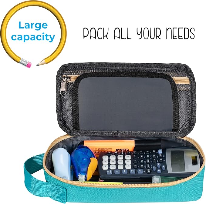 ECHSRT Large Pencil Case, Aesthetic Pen Pouch with Big Capacity, Minimalist Portable Stationery Bag with Handle for Office Organizer Aesthetic Pencil Cases