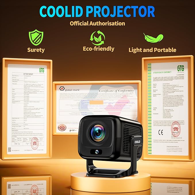 [Built-in App] Mini Projector 1080P FHD 4K Support Projector with Mouse Portable Projector with WiFi and Bluetooth 180° Adjustable Auto Keystone Portable Projector 4K