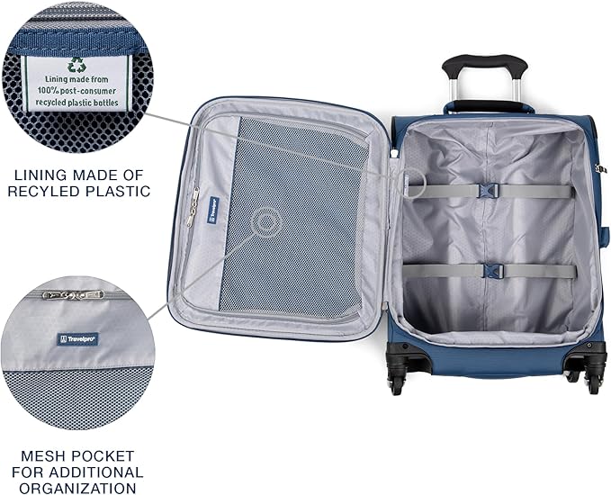 Travelpro Maxlite 5 Softside Expandable Carry on Luggage with 4 Spinner Wheels, Lightweight Suitcase, Men and Women, International, Ensign Blue, Carry on 19-Inch