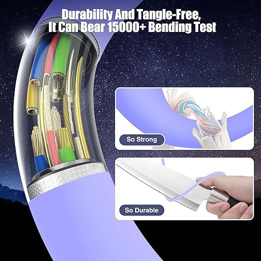 3-Pack Purple [3.3FT+6.6FT+10FT] 60W USB C to USB C Cable, Type C Fast Charging Cable for iPhone Air 17 16e 16 15 Pro Plus Pro Max，for Galaxy S25, for iPad Pro/Air/mini, for MacBook Pro/Air and More