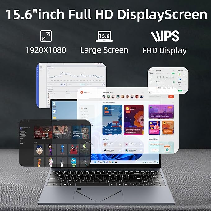 15.6" Laptop, Ryzen 5 3500U (Up to 3.7GHz) Quad-Core Processor, 16GB DDR4 RAM,512G NVMe SSD, Portable Notebook with Adjustable Touchpad & Privacy Webcam Switch (16+512G)
