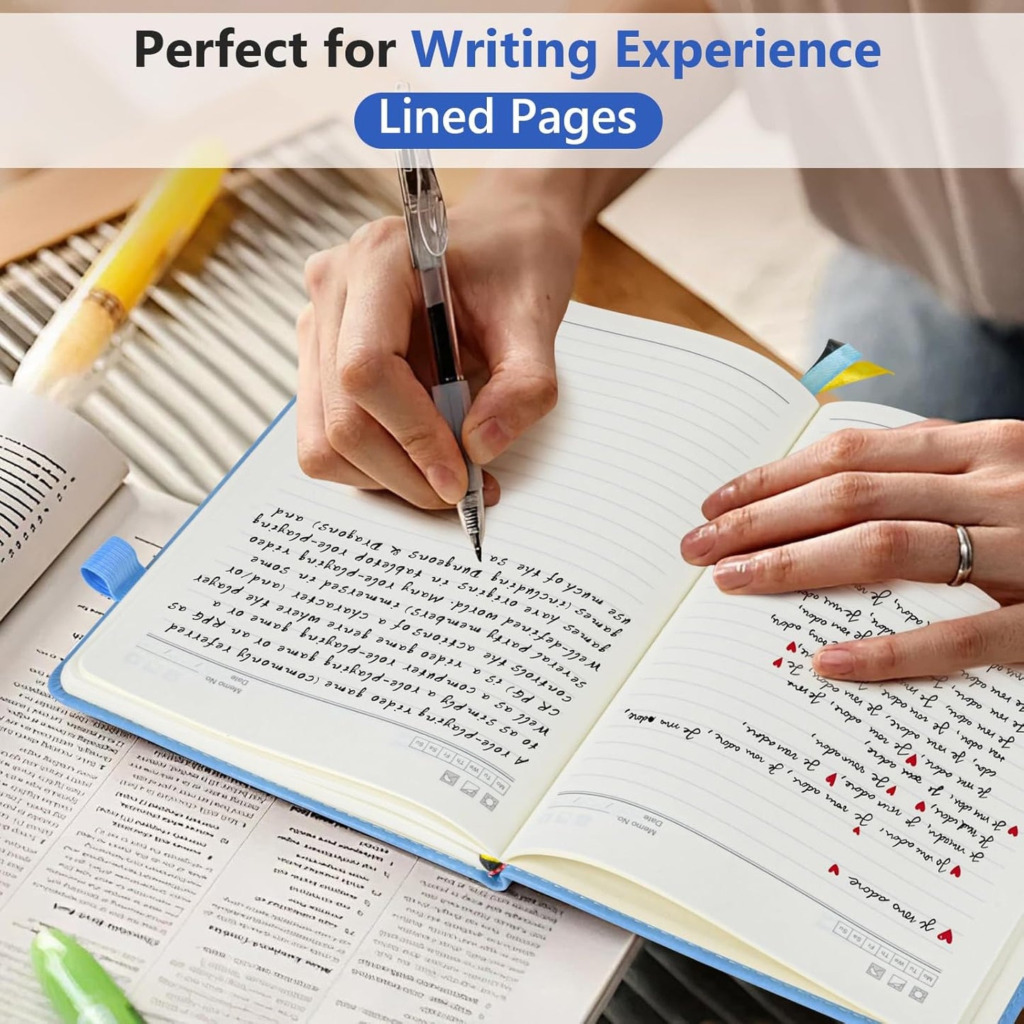 PERCUN Lined Journal Notebook for Men & Women, 160 Pages College Ruled Journal for Writing, A5 Hardcover Leather Notebooks for Work, School, Business, Travel, Daily Diary 5.9" x 8.5" - Blue