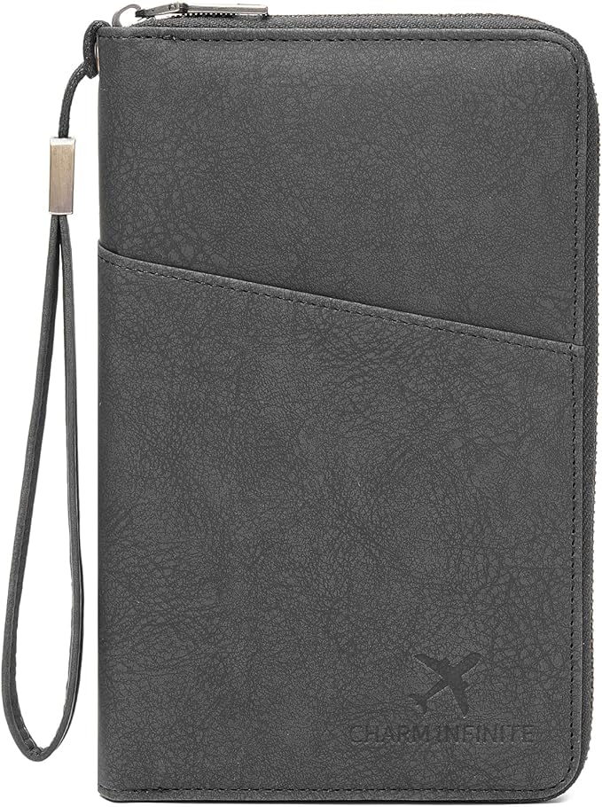Family Passport Holder Wallet RFID Blocking Zippered Passport Wallet,Women and Men Travel Wallet Ladies Passport Cover