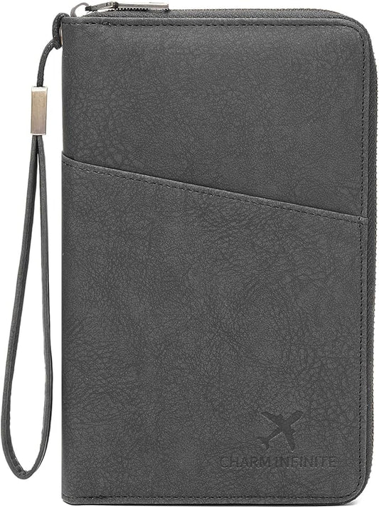 Family Passport Holder Wallet RFID Blocking Zippered Passport Wallet,Women and Men Travel Wallet Ladies Passport Cover