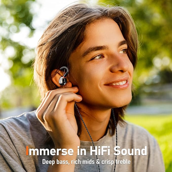 Vibes 202ML Wired Earbuds - HiFi in Ear Headphones - Noise-Isolating Ear Buds w/ Mic - Clear Sound, Deep Bass, Comfort-Fit Earphones - MMCX–Lightning for iPhone 5–14, Silver Plated Cord, Carrying Case