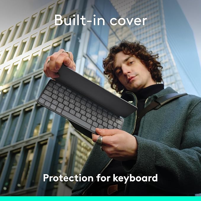 Logitech Keys-to-GO 2 Portable Bluetooth Tablet Keyboard with Built-in Cover, Slim & Compact Wireless Keyboard for Windows, Android, Linux, iPad, iPhone, Mac, Apple TV - Graphite