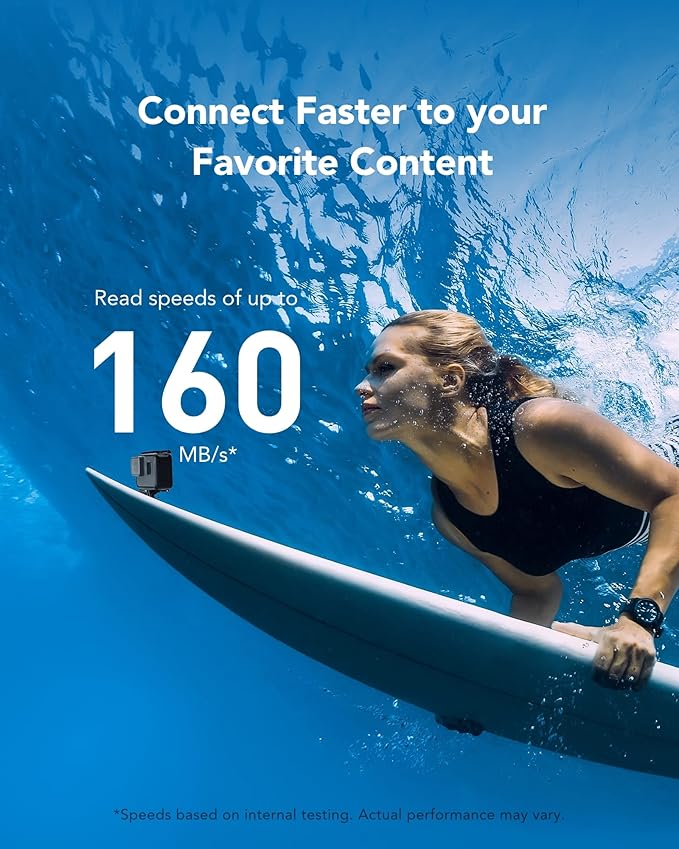 Lexar 512GB Blue Micro SD Card Up to 160MB/s, microSDXC UHS-I Memory Card with SD Adapter, C10, U3, A2, V30, Full HD, 4K UHD, High Speed TF Card