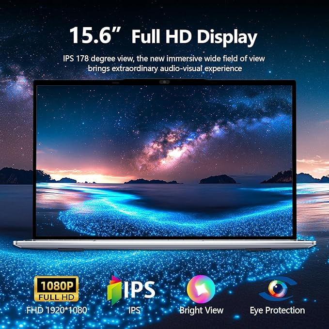 2025 Laptop, 15.6 inch Laptop Computer with 16GB DDR4 512GB SSD, N5095 Quad-Core up to 2.9GHz, Portable Laptop with Backlit Keyboard, Fingerprint, FHD 1920 * 1200, WiFi5, BT4.2, Win 11 Pro
