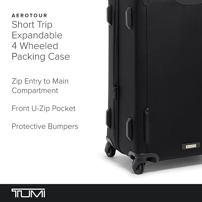 TUMI - Aerotour 4 Wheel Expandable Luggage - Men's and Women's Lightweight Business and Leisure Travel Suitcase - 26" Short Trip Expandable Packing Case, Black